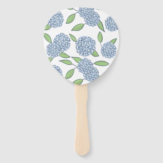 Etwas Blue Hydrangea Coastal Hochzeit Fächer (Rückseite)