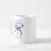 Etwas Blue Hydrangea Custom Brautparty Kaffeetasse (Vorderseite Links)