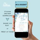 Etwas Blue Hydrangea Floral Brautparty Einladung