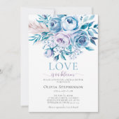 Etwas Blue Lavender Ombre Rose Brautparty Einladung (Vorderseite)