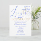 Etwas Blue Lingerie & Prosecco Brautparty Einladung (Stehend Vorderseite)