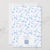 Etwas Blue QR Code Floral Script Brautparty Einladung (Rückseite)