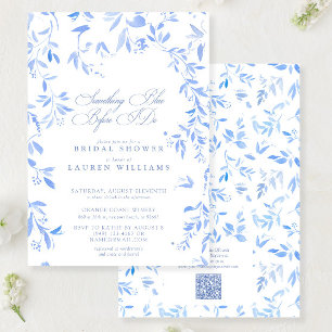 Etwas Blue QR Code Floral Script Brautparty Einladung