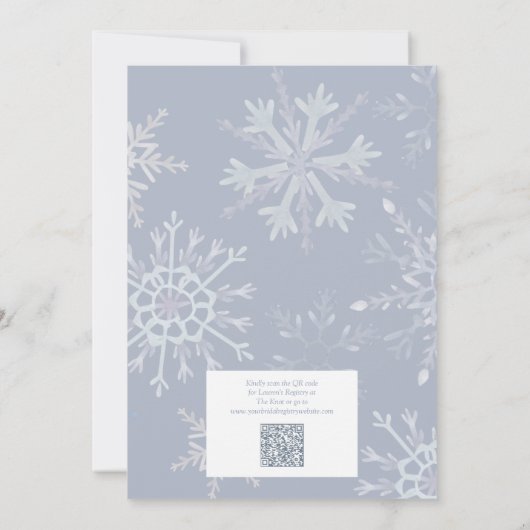 Etwas Blue QR Snowflake Winter Brautparty Einladung (Rückseite)