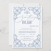 Etwas Blue Regency Vintag Brautparty Einladung (Vorderseite)