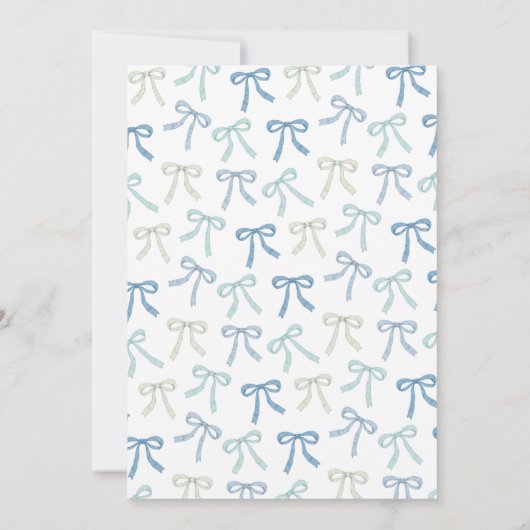 Etwas Blue Ribbon Bow Brautparty Einladung (Rückseite)