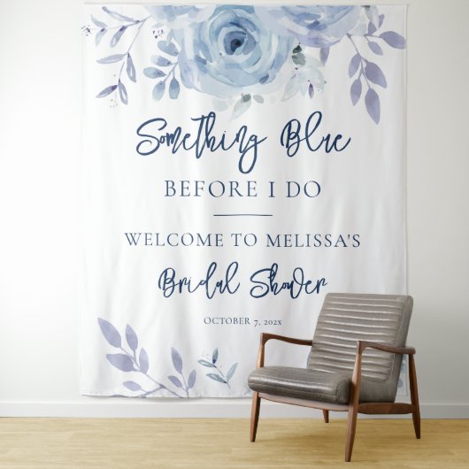 Etwas Blue Script-Brautparty Wandteppich (Beispiel)