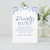 Etwas Blue Simple Botanic Ring Hunt Bridal Begleitkarte (Stehend Vorderseite)