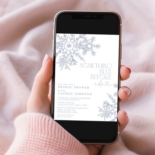 Etwas Blue Snowflake Winter Brautparty Einladung