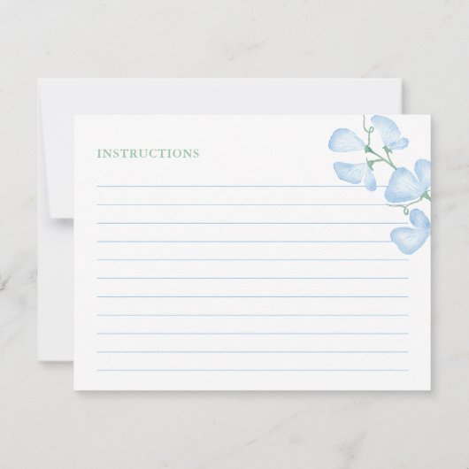 Etwas Blue Sweet Pea Brautparty Rezept Card Einladung (Rückseite)