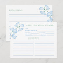 Etwas Blue Sweet Pea Brautparty Rezept Card