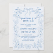 Etwas Blue Toile Bow Bridal Dusche Einladung (Vorderseite)