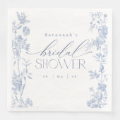 Etwas Blue Toile Brautparty laden ein | Delft Serviette (Vorderseite)