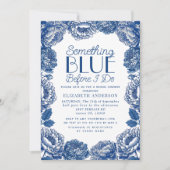 Etwas Blue Toile De Jouy Floral Brautparty Einladung (Vorderseite)