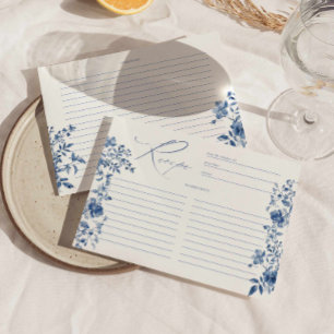 Etwas Blue Toile Floral Rezept Card Einladung