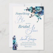 Etwas Blue Watercolor Bouquet Brautparty Einladung (Vorderseite)