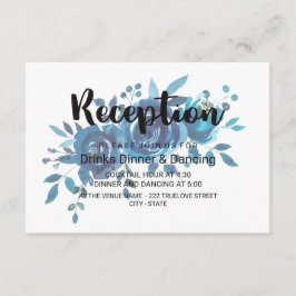 Etwas Blue Watercolor Floral Hochzeitsempfang Begleitkarte