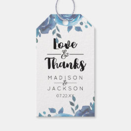 Etwas Blue Watercolor Hochzeit Liebe & Danke Geschenkanhänger