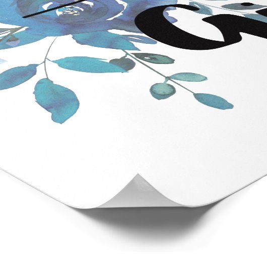 Etwas Blue Watercolor Hochzeitskarten & Geschenke Poster (Ecke)