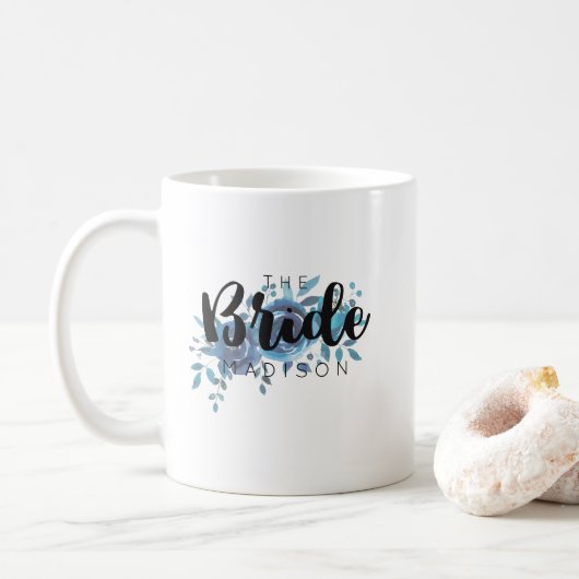 Etwas Blue Watercolor Rose Wedding Bride Kaffeetasse (Mit Donut)
