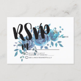 Etwas Blue Watercolor Wedding RSVP Response