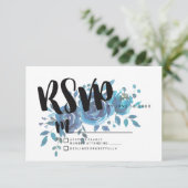 Etwas Blue Watercolor Wedding RSVP Response Karte (Stehend Vorderseite)