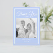 Etwas Blue Wedding Dankeschön Card Dankeskarte (Stehend Vorderseite)