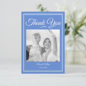 Etwas Blue Wedding Dankeschön Card Dankeskarte (Stehend Vorderseite)