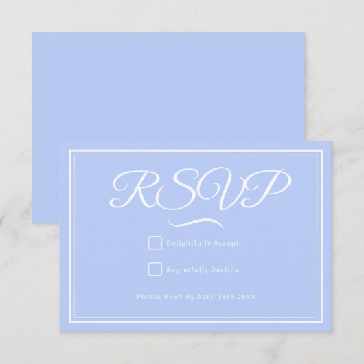 Etwas Blue Wedding RSVP Card (Vorne/Hinten)