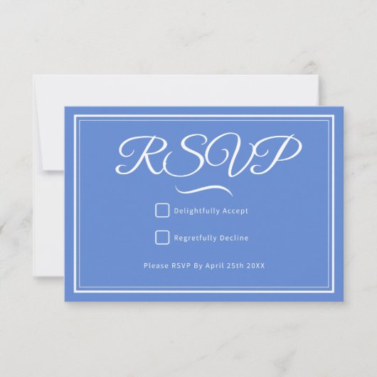 Etwas Blue Wedding RSVP Card (Vorderseite)
