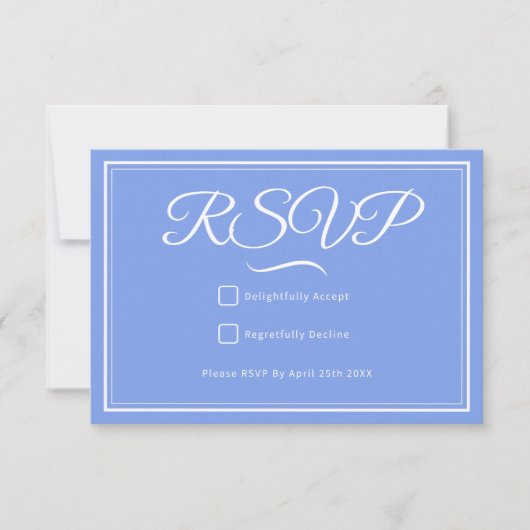 Etwas Blue Wedding RSVP Card (Vorderseite)