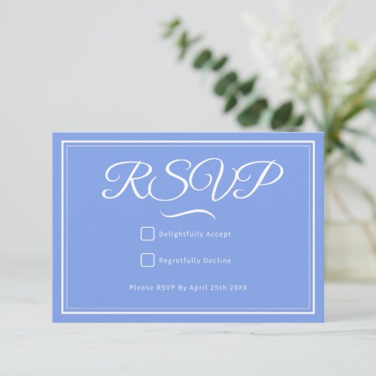 Etwas Blue Wedding RSVP Card (Stehend Vorderseite)