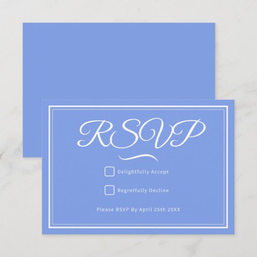 Etwas Blue Wedding RSVP Card (Vorne/Hinten)