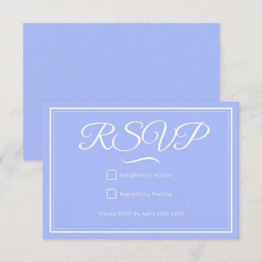 Etwas Blue Wedding RSVP Card (Vorne/Hinten)