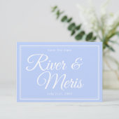 Etwas Blue Wedding speichert die Datumskarte Save The Date (Stehend Vorderseite)