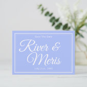Etwas Blue Wedding speichert die Datumskarte Save The Date (Stehend Vorderseite)