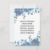 Etwas Blue Wedding Tischnummer Seating Chart (Rückseite)