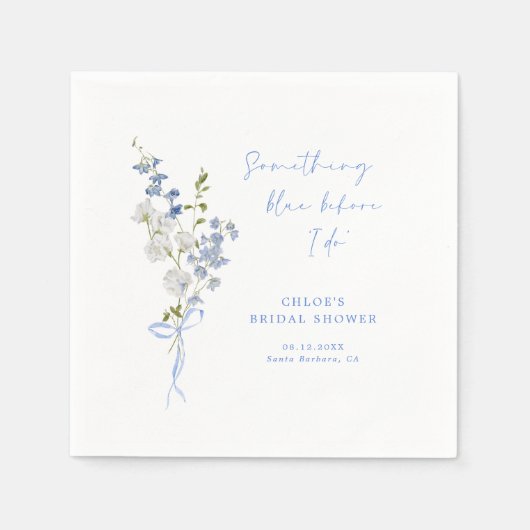 Etwas Blue Wildblume Bouquet Brautparty Serviette (Vorderseite)