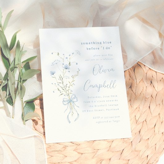 Etwas Blue Wildblume Brautparty Einladung