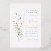 Etwas Blue Wildblume Brautparty Folieneinladung (Vorderseite)