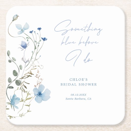 Etwas Blue Wildblume Brautparty Rechteckiger Pappuntersetzer (Vorderseite)