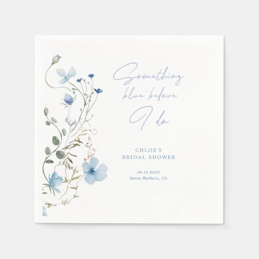 Etwas Blue Wildblume Brautparty Serviette (Vorderseite)