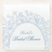 Etwas Blue Wildblume Bridal Dusche Einladung Glasuntersetzer (Vorderseite)