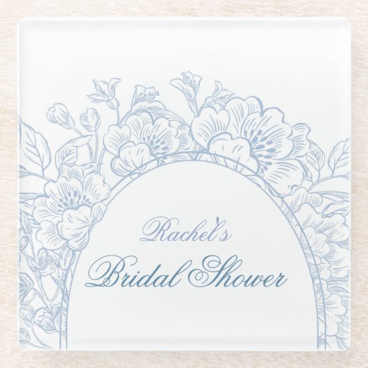 Etwas Blue Wildblume Bridal Dusche Einladung Glasuntersetzer (Vorderseite)