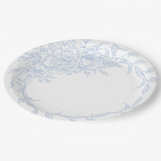 Etwas Blue Wildblume Bridal Dusche Einladung Pappteller (Schrägansicht)