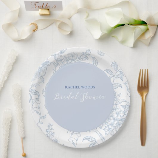 Etwas Blue Wildblume Bridal Dusche Einladung Pappteller (Hochzeit)