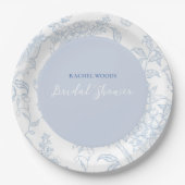 Etwas Blue Wildblume Bridal Dusche Einladung Pappteller (Vorderseite)