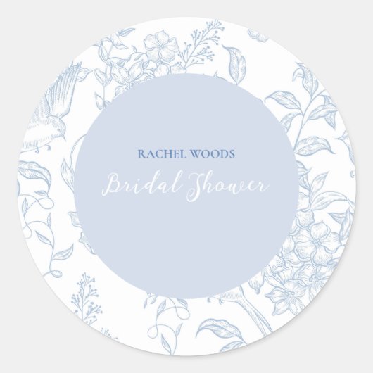 Etwas Blue Wildblume Bridal Dusche Einladung Runder Aufkleber (Vorderseite)