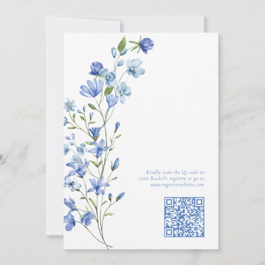 Etwas Blue Wildblume Qr Code Brautparty Einladung (Rückseite)