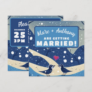 Etwas Blue Winter Love Birds Hochzeit Save The Date